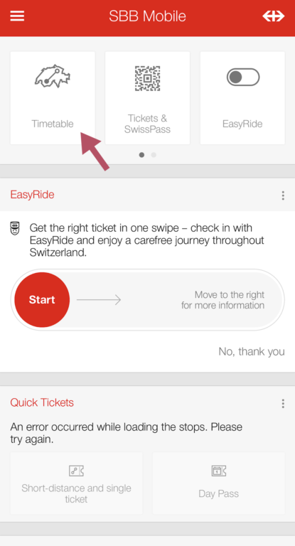 SBB Mobile Timetable